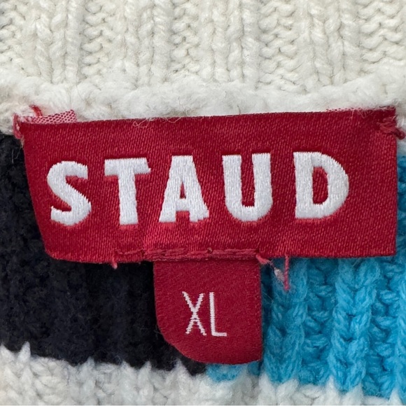 STAUD Striped Color Block Knit Crop Tank Sweater Vest Multicolor XL - Picture 3 of 5